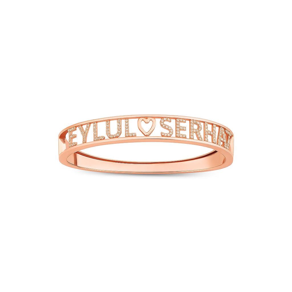 Personalized Diamond Name Bangle: Custom Gold Bracelet Gift