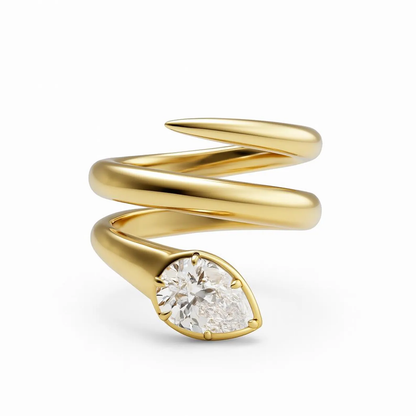 14K Solid Gold Snake Ring, Serpenti Jewelry