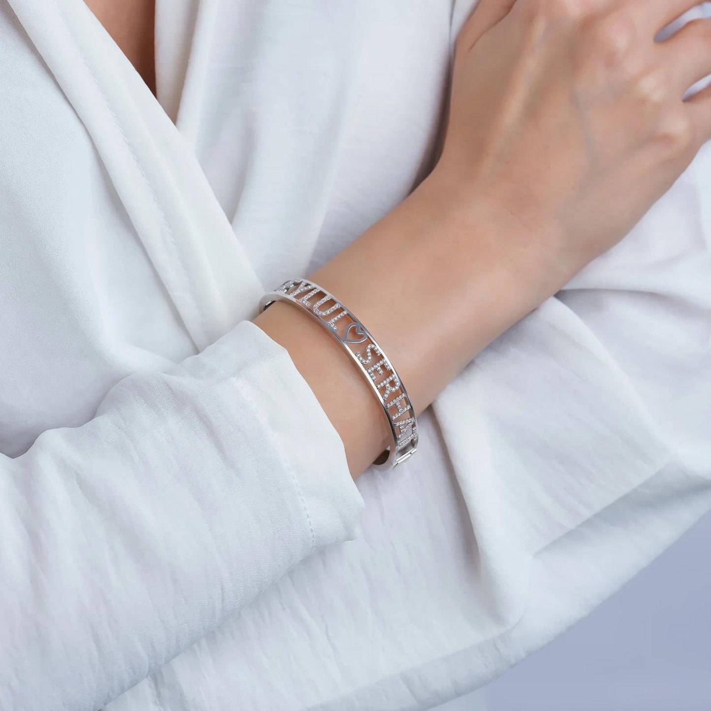 Personalized Diamond Name Bangle: Custom Gold Bracelet Gift