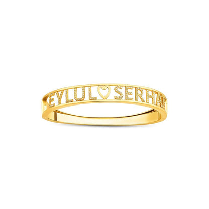Personalized Diamond Name Bangle: Custom Gold Bracelet Gift