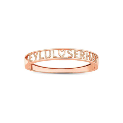 Personalized Diamond Name Bangle: Custom Gold Bracelet Gift