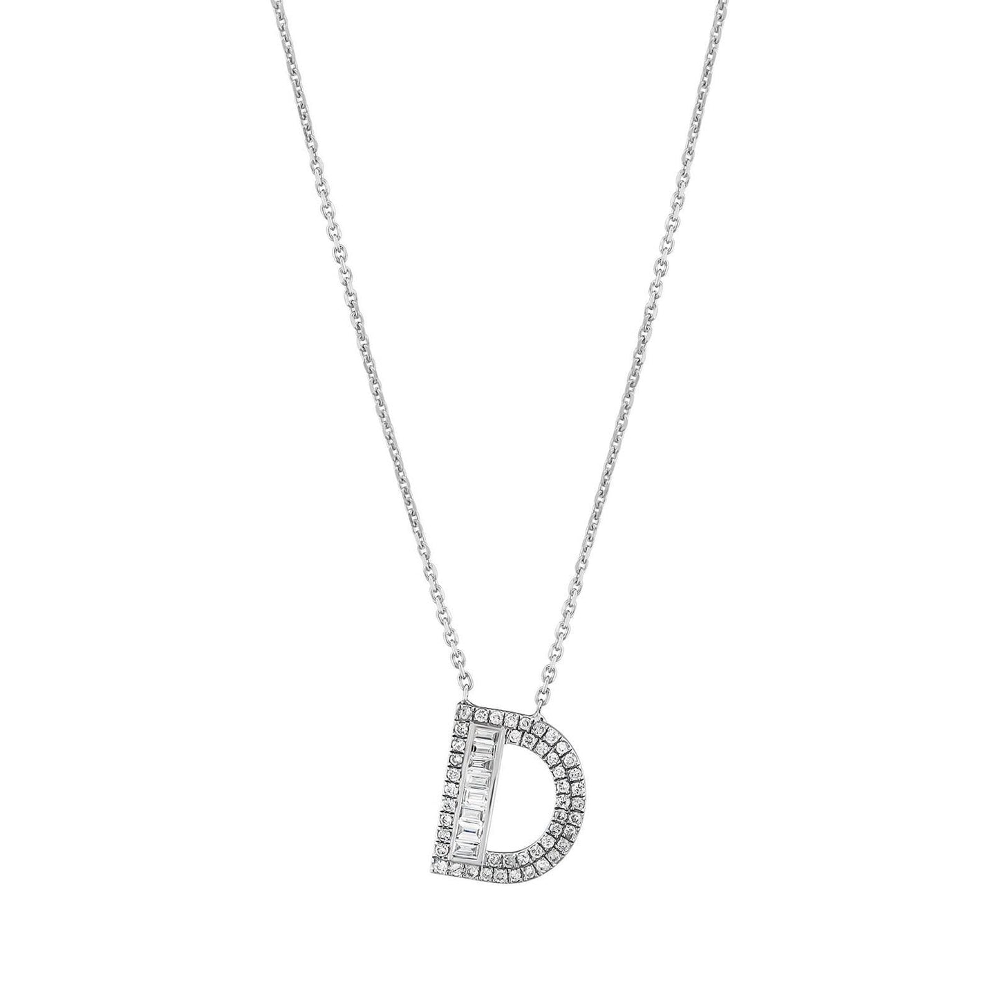Personalized D Letter Diamond Necklace – Solid Gold Initial Jewelry