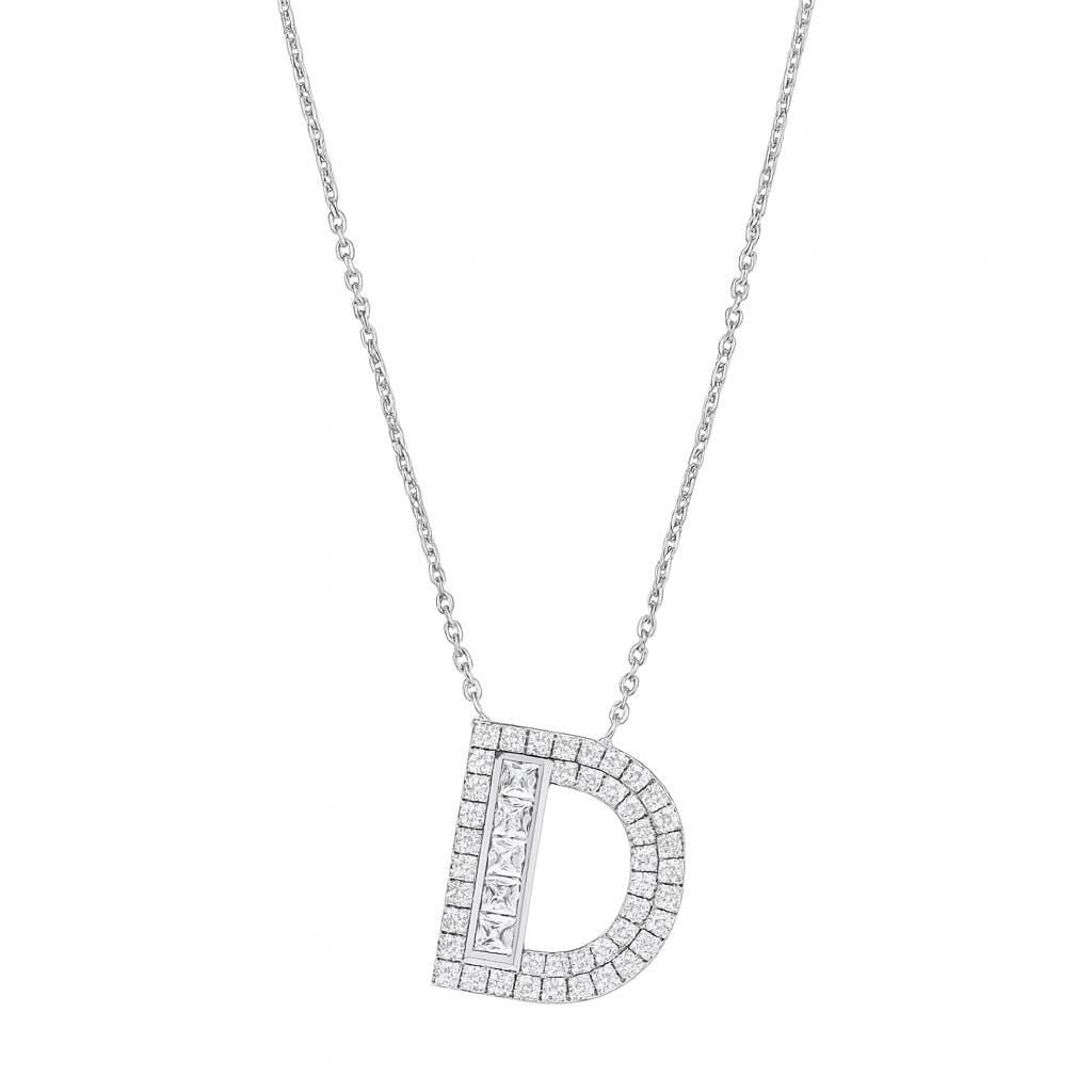 Personalized D Letter Diamond Necklace – Solid Gold Initial Jewelry