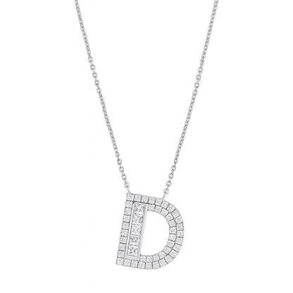 Personalized D Letter Diamond Necklace – Solid Gold Initial Jewelry