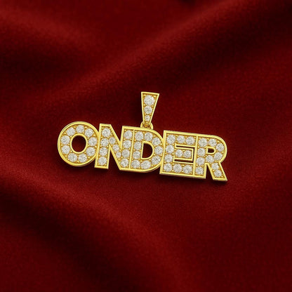 Diamond Custom Block Name Necklace, 14K Solid Gold, Natural Diamonds, Personalized Jewelry