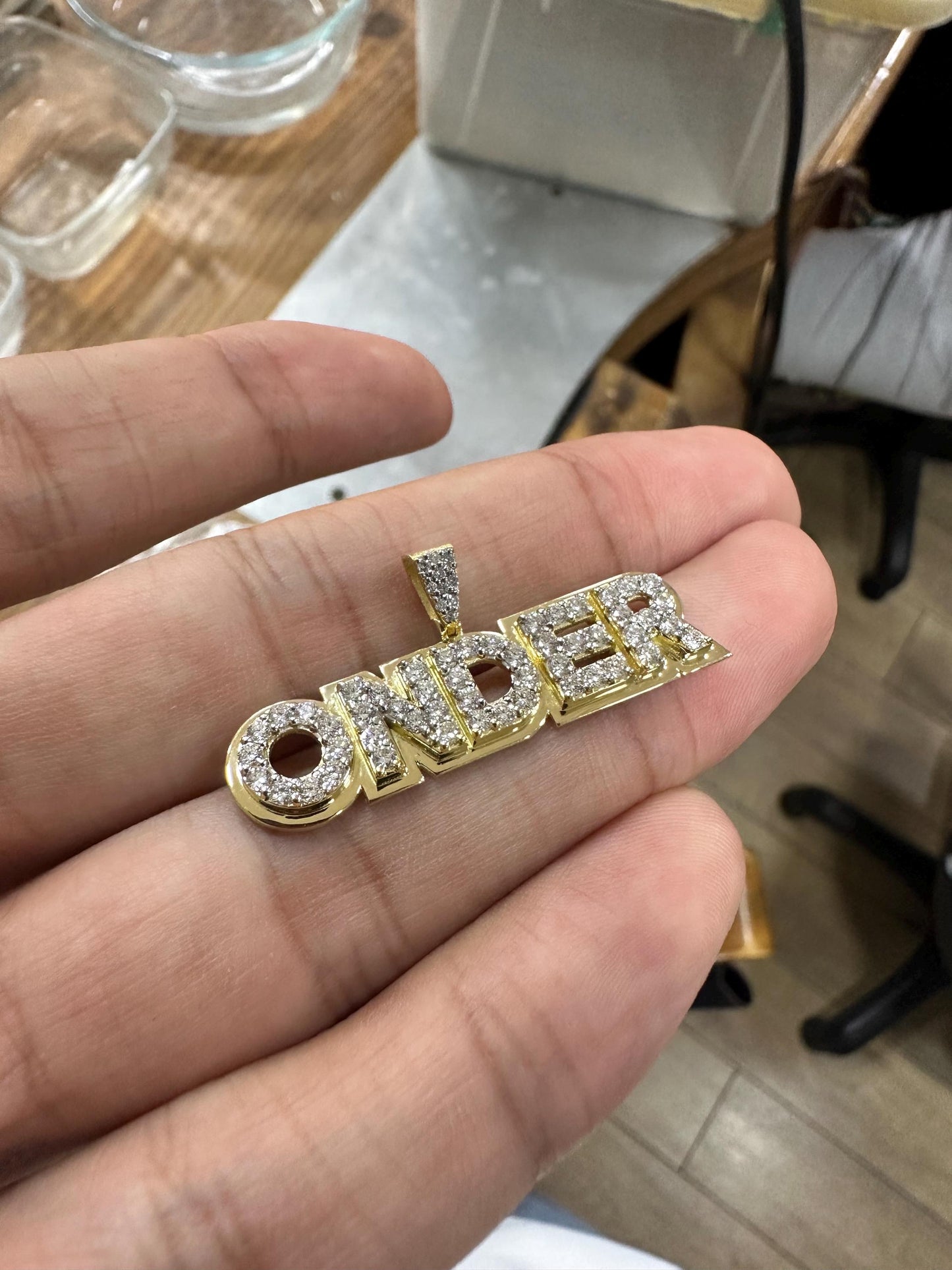 Diamond Custom Block Name Necklace, 14K Solid Gold, Natural Diamonds, Personalized Jewelry