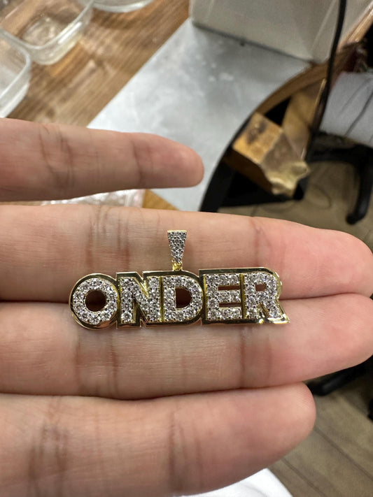 Diamond Custom Block Name Necklace, 14K Solid Gold, Natural Diamonds, Personalized Jewelry