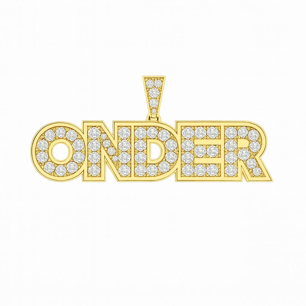 Diamond Custom Block Name Necklace, 14K Solid Gold, Natural Diamonds, Personalized Jewelry