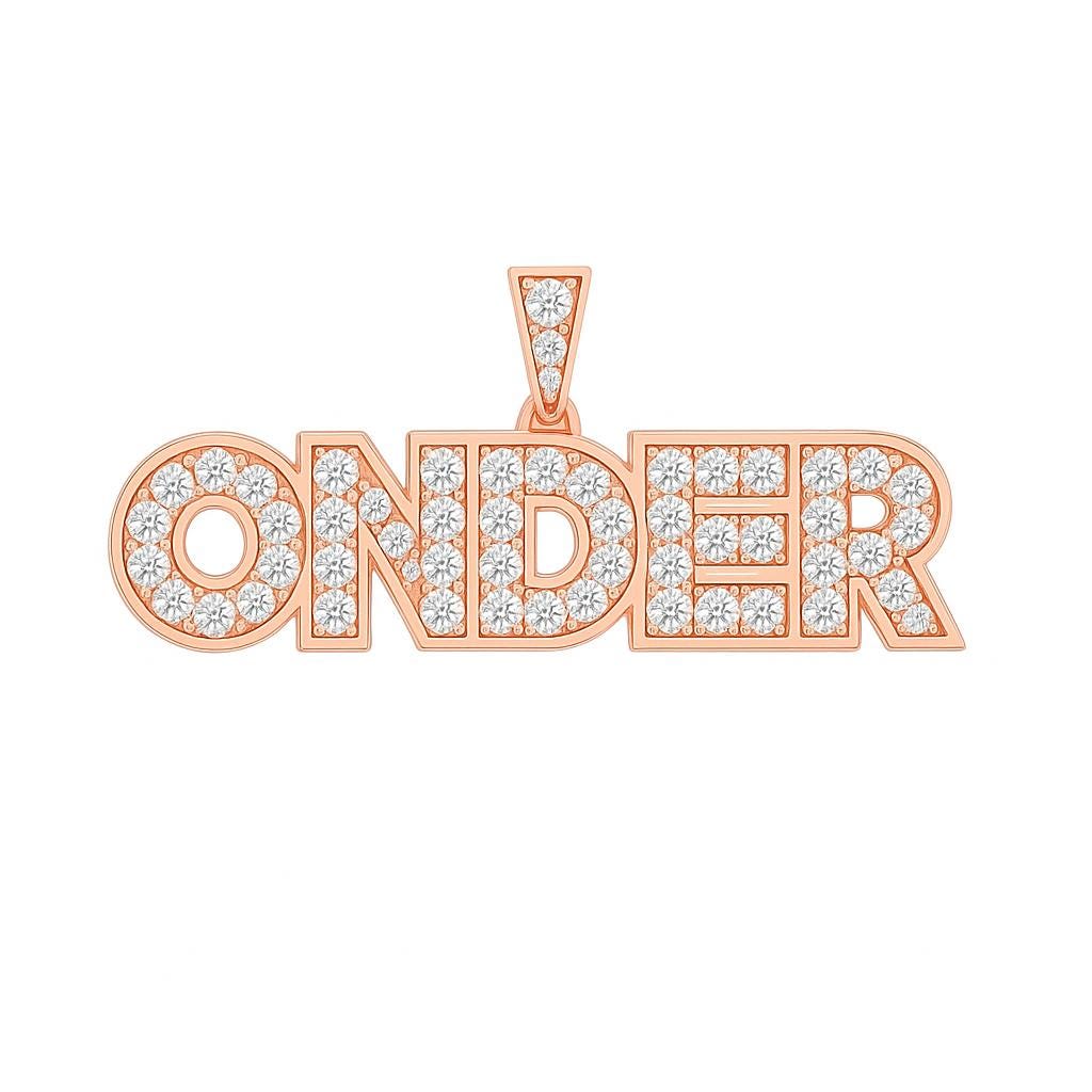 Diamond Custom Block Name Necklace, 14K Solid Gold, Natural Diamonds, Personalized Jewelry