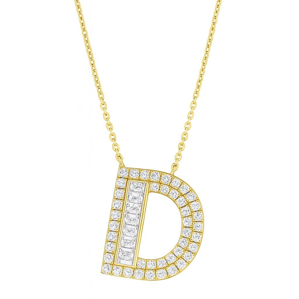 Personalized D Letter Diamond Necklace – Solid Gold Initial Jewelry
