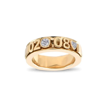 Personalized Moving Names Gold Ring, 14K Solid Gold & Natural Diamonds