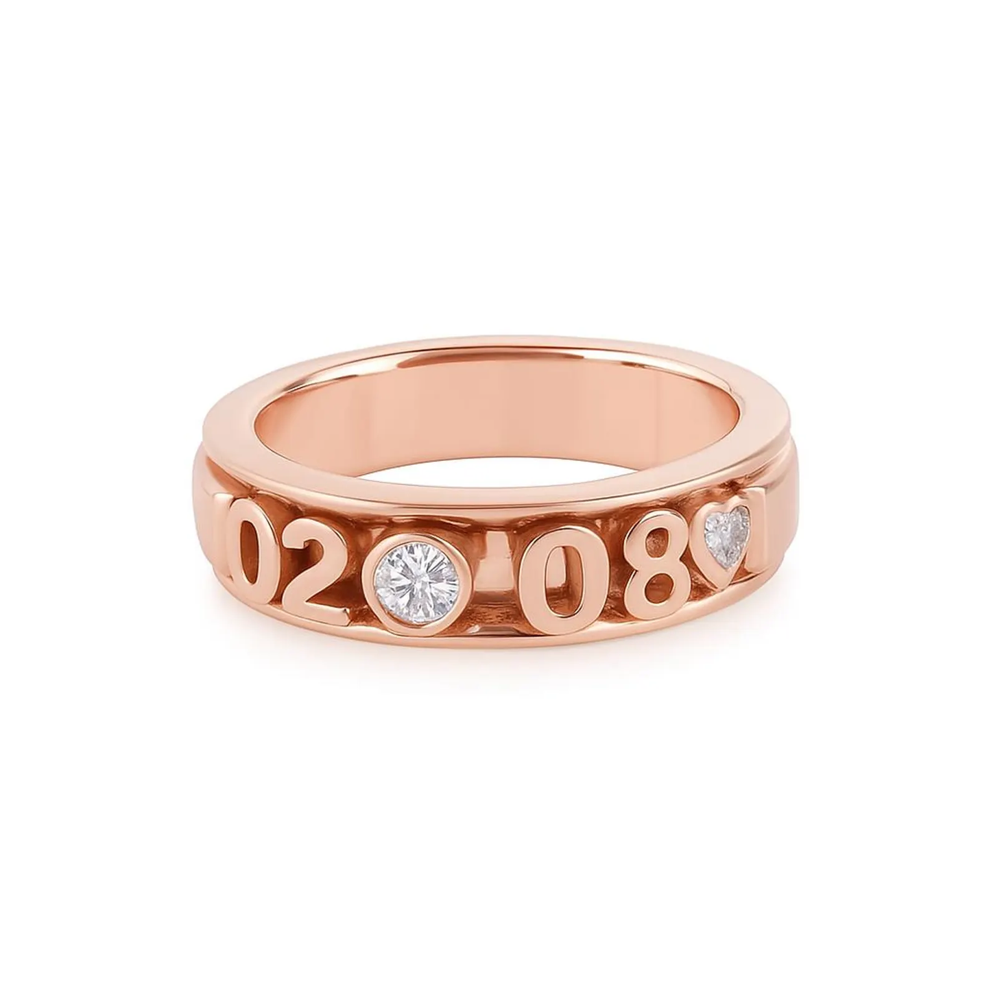 Personalized Moving Names Gold Ring, 14K Solid Gold & Natural Diamonds