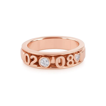 Personalized Moving Names Gold Ring, 14K Solid Gold & Natural Diamonds