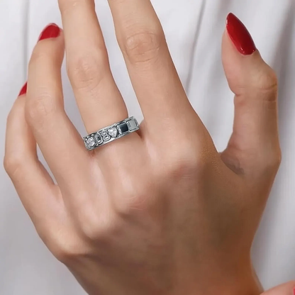 Personalized Moving Names Gold Ring, 14K Solid Gold & Natural Diamonds