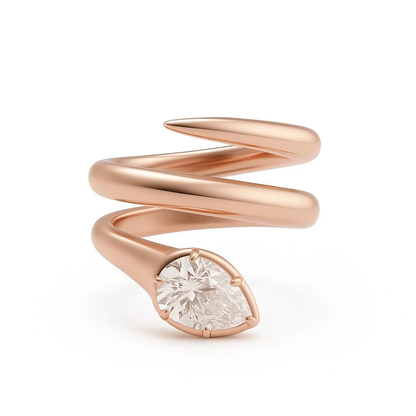 14K Solid Gold Snake Ring, Serpenti Jewelry