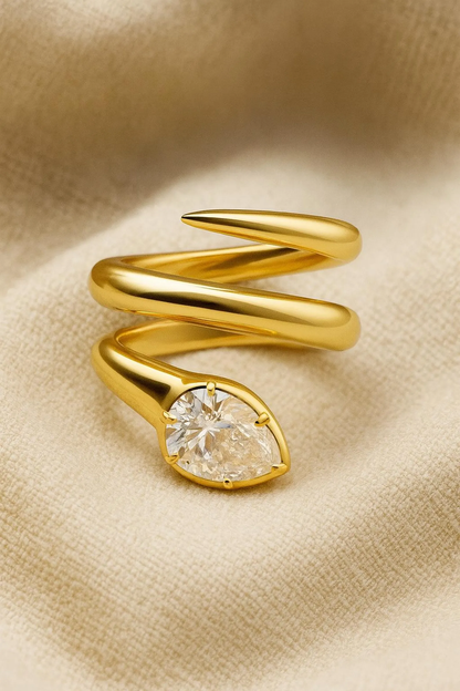 14K Solid Gold Snake Ring, Serpenti Jewelry